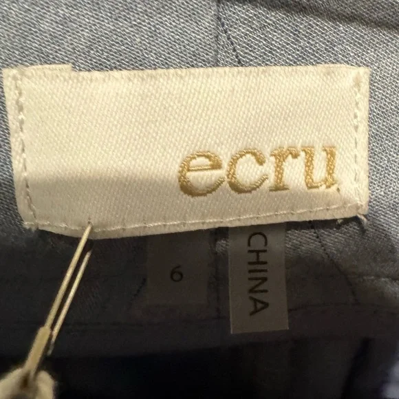 Ecru Franklin Wide Leg Cropped Pants Blue Broken Plaid Size 6 NWT - Picture 2 of 7